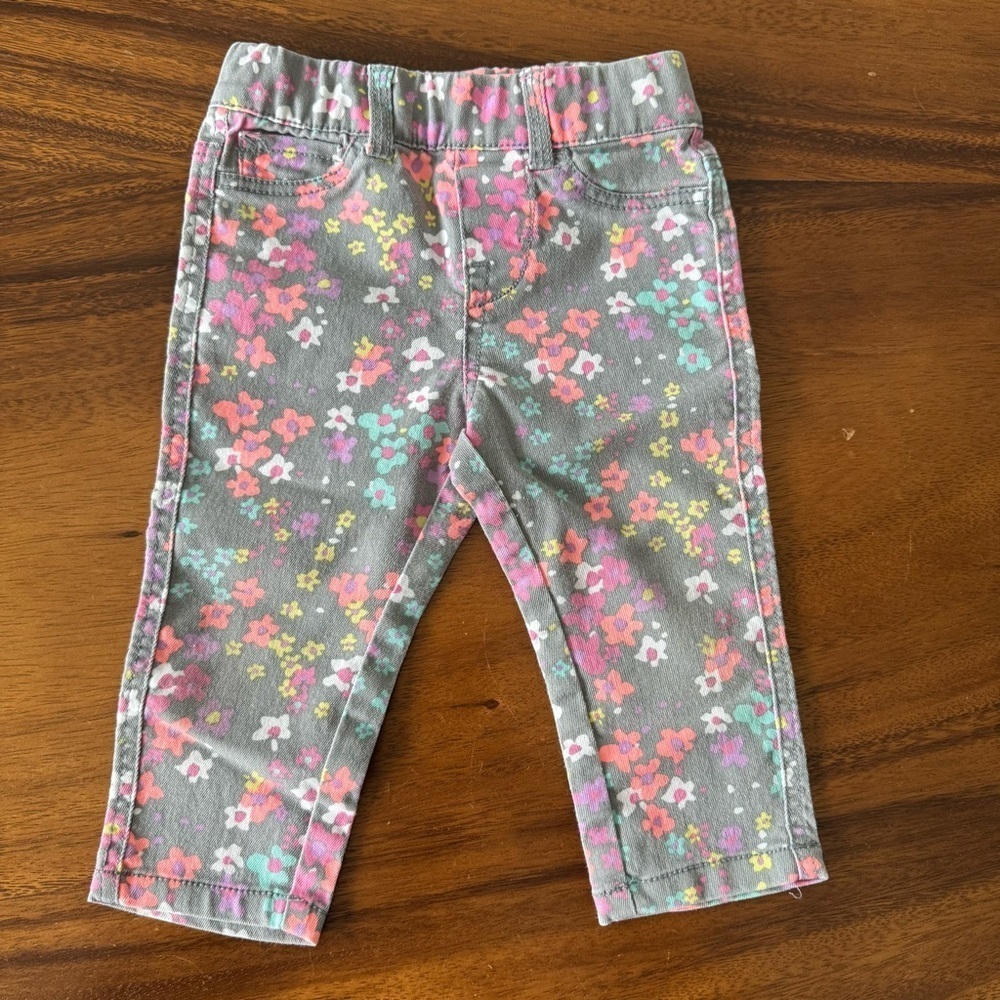 Cherokee Floral Denim Baby Girl Jeggings Size 12M